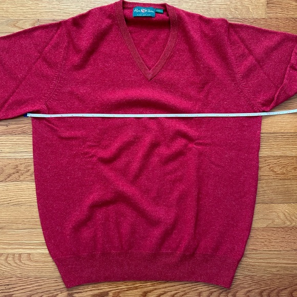 Alan Paine Super GEELONG Wool V Neck Sweater in Poppy Melange - Picture 3 of 8